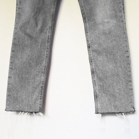 AGOLDE‎ Nico High Waist Rise Slim Jeans Risk Grey Stone Wash 25 Raw Hem $198 - Picture 13 of 16